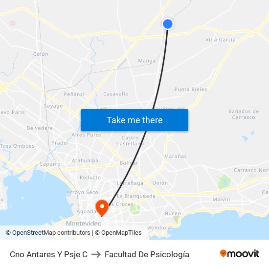 Cno Antares Y Psje C to Facultad De Psicología map