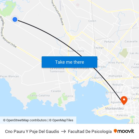 Cno Pauru Y Psje Del Gaudis to Facultad De Psicología map