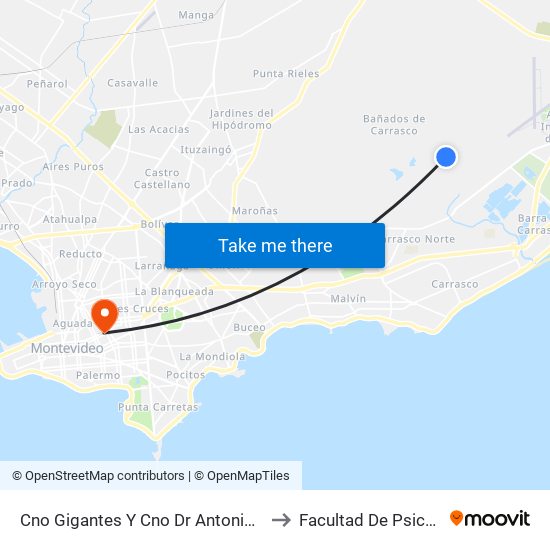 Cno Gigantes Y Cno Dr Antonio De Boni to Facultad De Psicología map