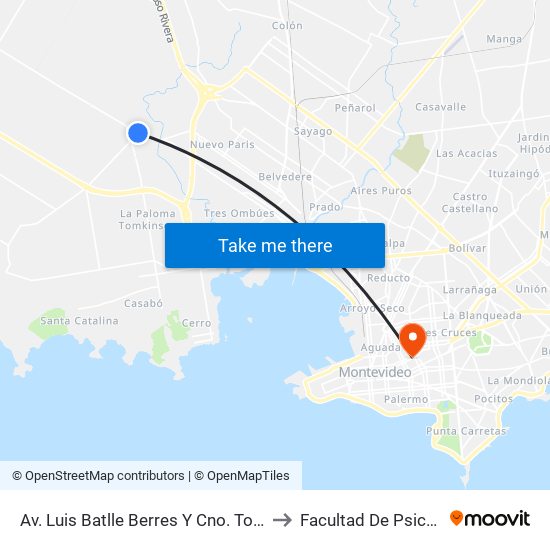 Av. Luis Batlle Berres Y Cno. Tomkinson to Facultad De Psicología map