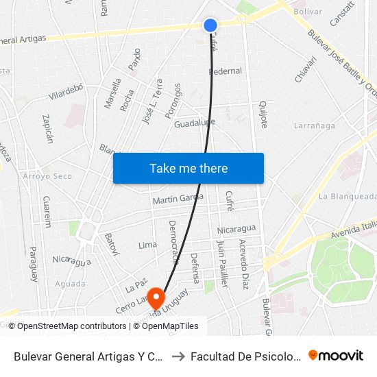 Bulevar General Artigas Y Cufré to Facultad De Psicología map