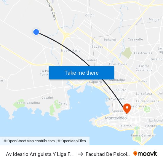 Av Ideario Artiguista Y Liga Federal to Facultad De Psicología map