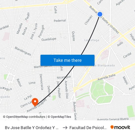 Bv Jose Batlle Y Ordoñez Y Cadiz to Facultad De Psicología map