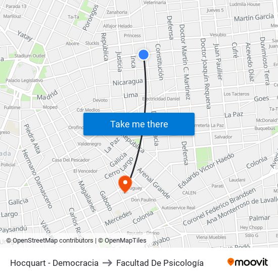 Hocquart - Democracia to Facultad De Psicología map