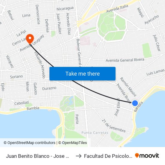 Juan Benito Blanco - Jose Marti to Facultad De Psicología map