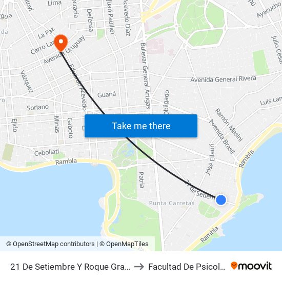 21 De Setiembre Y Roque Graseras to Facultad De Psicología map