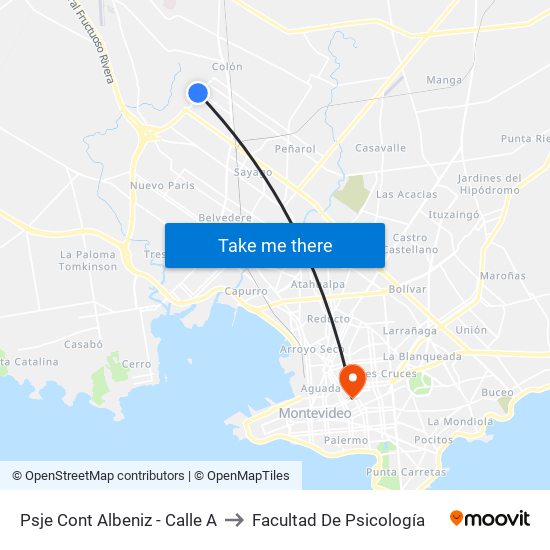 Psje Cont Albeniz - Calle A to Facultad De Psicología map