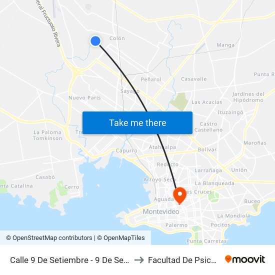 Calle 9 De Setiembre - 9 De Setiembre to Facultad De Psicología map