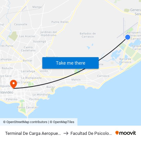 Terminal De Carga Aeropuerto to Facultad De Psicología map