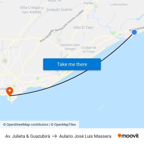 Av. Julieta & Guazubirá to Aulario José Luis Massera map