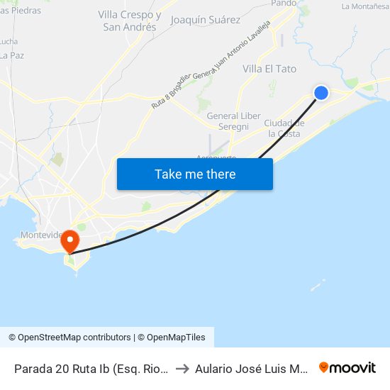 Parada 20 Ruta Ib  (Esq. Rio Negro) to Aulario José Luis Massera map