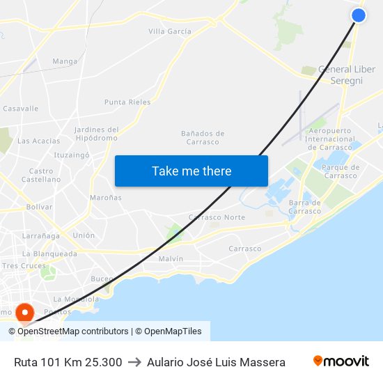 Ruta 101 Km 25.300 to Aulario José Luis Massera map