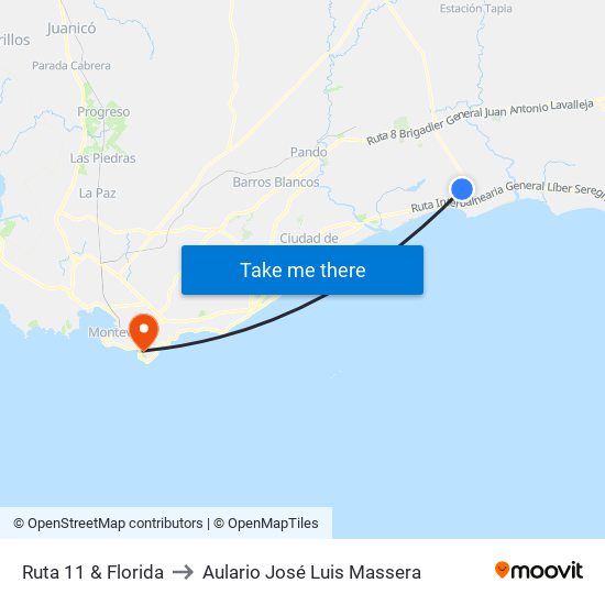 Ruta 11 & Florida to Aulario José Luis Massera map