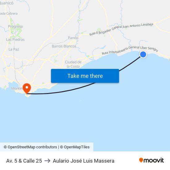 Av. 5 & Calle 25 to Aulario José Luis Massera map