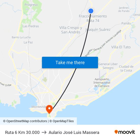 Ruta 6 Km 30.000 to Aulario José Luis Massera map