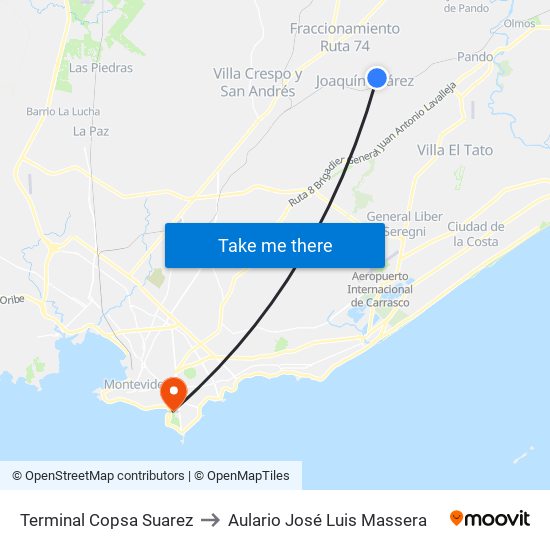 Terminal Copsa Suarez to Aulario José Luis Massera map