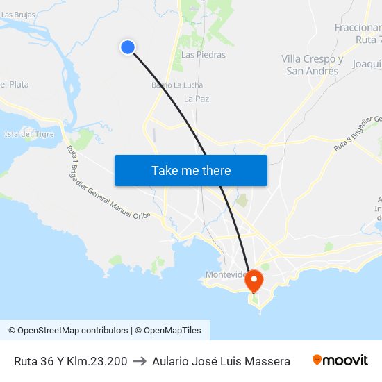 Ruta 36 Y Klm.23.200 to Aulario José Luis Massera map