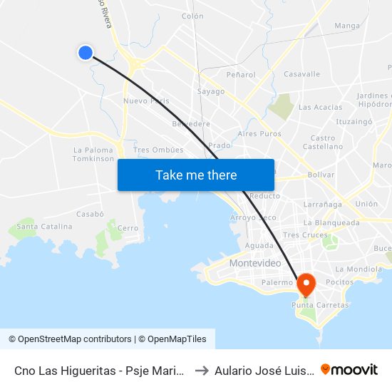 Cno Las Higueritas - Psje Maria Angelica Piola to Aulario José Luis Massera map