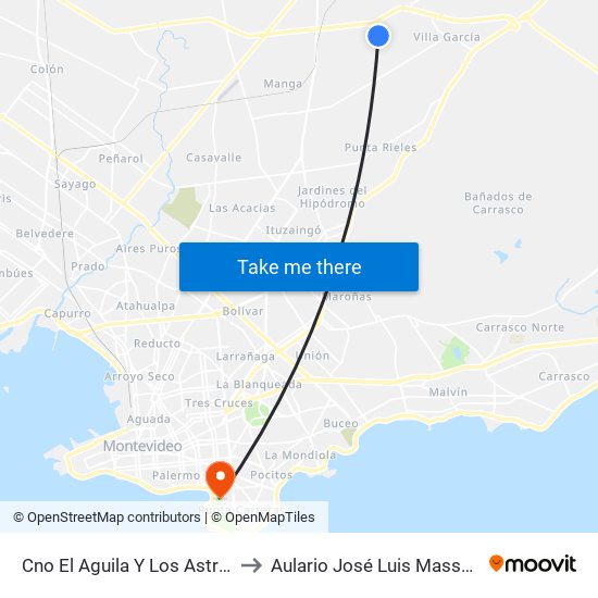 Cno El Aguila Y Los Astros to Aulario José Luis Massera map
