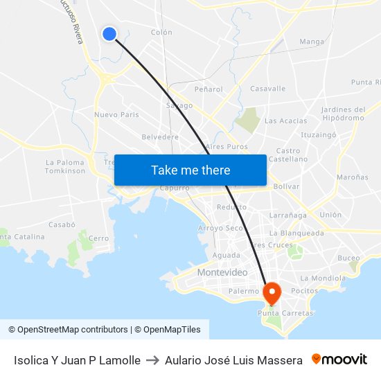 Isolica Y Juan P Lamolle to Aulario José Luis Massera map