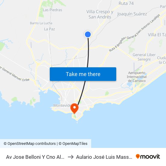 Av Jose Belloni Y Cno Altair to Aulario José Luis Massera map