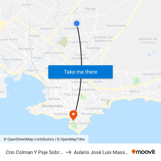 Cno Colman Y Psje Sobrera to Aulario José Luis Massera map