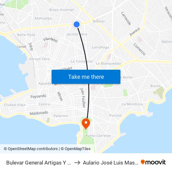 Bulevar General Artigas Y Cufré to Aulario José Luis Massera map