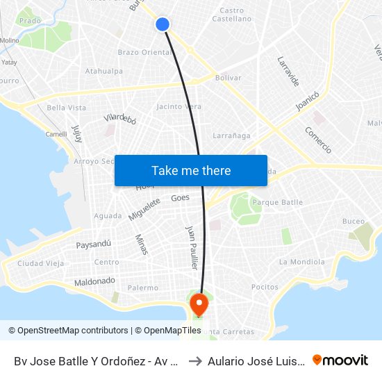 Bv Jose Batlle Y Ordoñez - Av Gral San Martin to Aulario José Luis Massera map