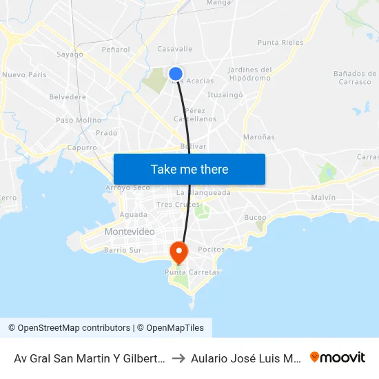 Av Gral San Martin Y Gilberto Bellini to Aulario José Luis Massera map