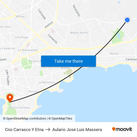 Cno Carrasco Y Etna to Aulario José Luis Massera map