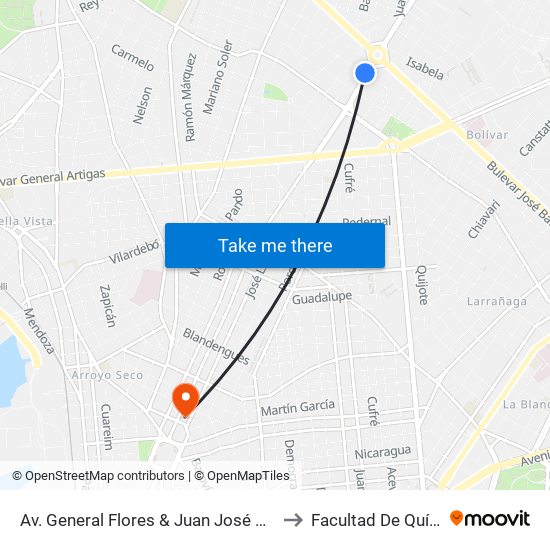 Av. General Flores & Juan José Quesada to Facultad De Química map