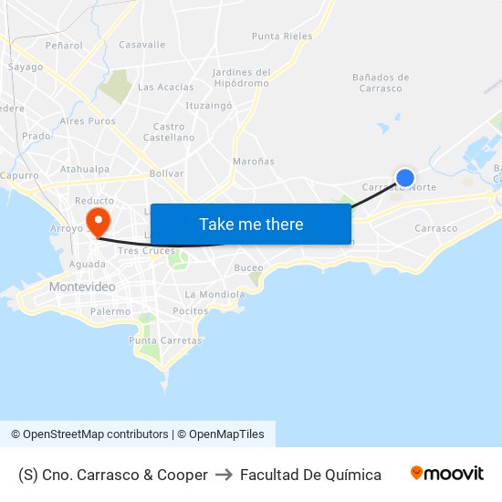 (S) Cno. Carrasco & Cooper to Facultad De Química map
