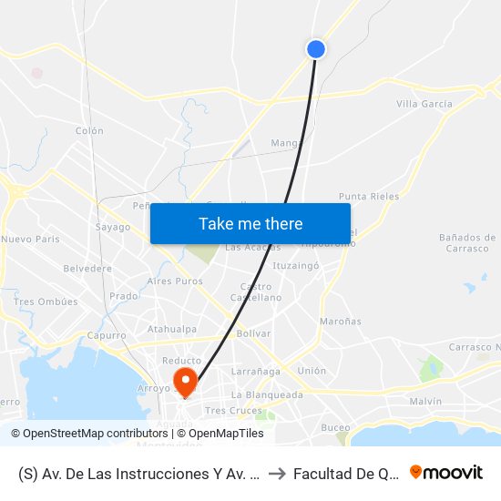 Av. De Las Instrucciones Y Av. José Belloni to Facultad De Química map