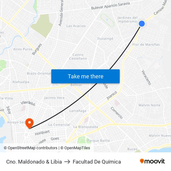 Cno. Maldonado & Libia to Facultad De Química map