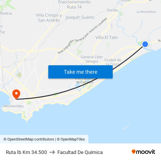 Ruta Ib Km 34.500 to Facultad De Química map