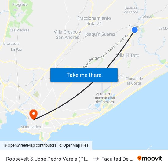 Roosevelt & José Pedro Varela (Plaza De Deportes) to Facultad De Química map