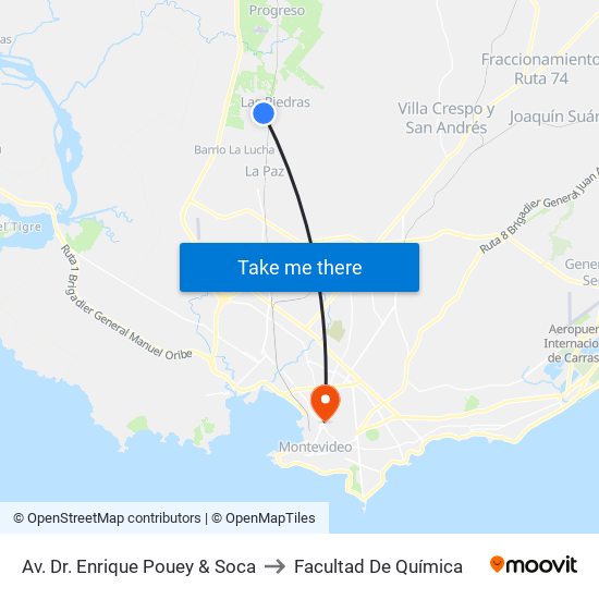Av. Dr. Enrique Pouey & Soca to Facultad De Química map