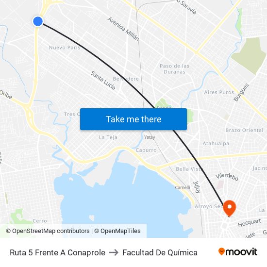 Ruta 5 Frente A Conaprole to Facultad De Química map