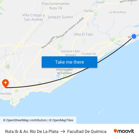 Ruta Ib & Av. Río De La Plata to Facultad De Química map