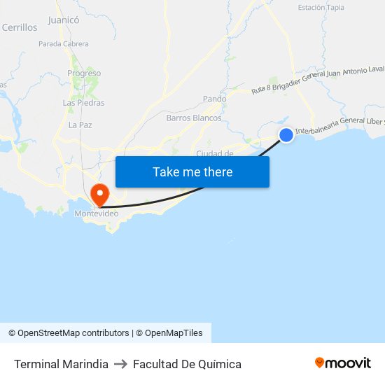 Terminal Marindia to Facultad De Química map