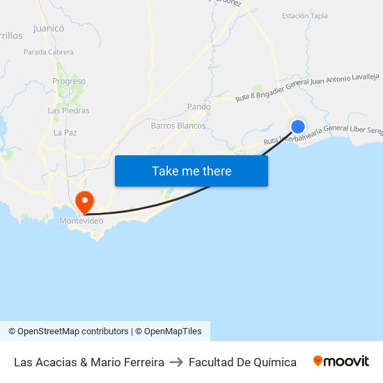 Las Acacias & Mario Ferreira to Facultad De Química map