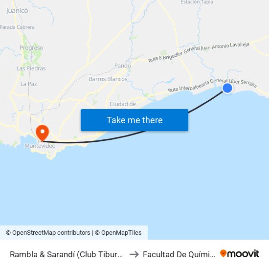 Rambla & Sarandí (Club Tiburón) to Facultad De Química map