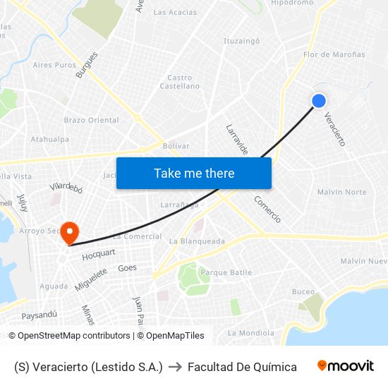 (S) Veracierto (Lestido S.A.) to Facultad De Química map