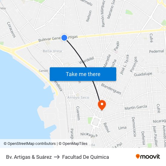 Bv. Artigas & Suárez to Facultad De Química map