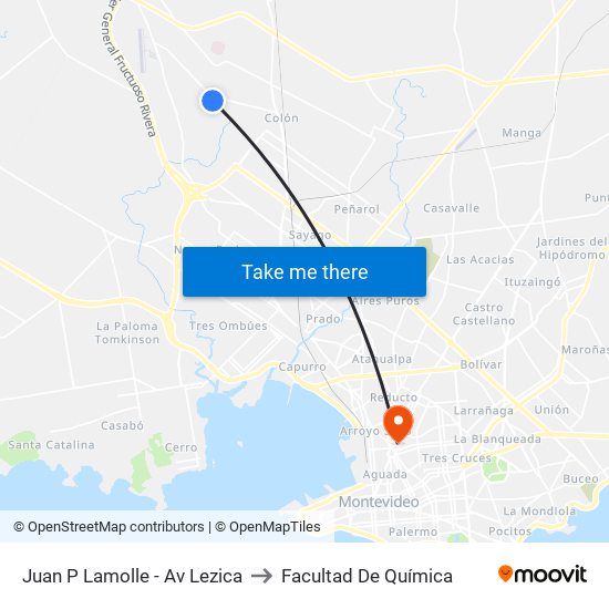 Juan P Lamolle - Av Lezica to Facultad De Química map