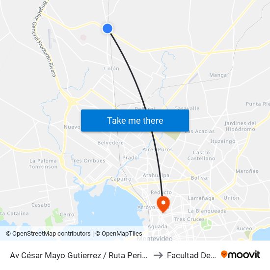 Av César Mayo Gutierrez / Ruta Perimetral Wilson Ferreira to Facultad De Química map