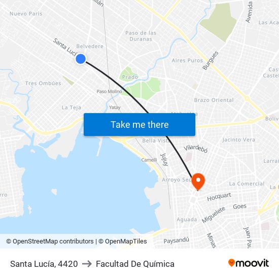 Santa Lucía, 4420 to Facultad De Química map