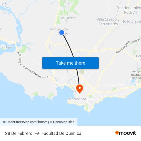 28 De Febrero to Facultad De Química map