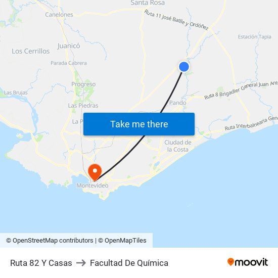 Ruta 82 Y Casas to Facultad De Química map