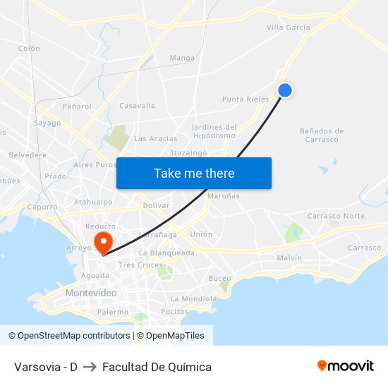 Varsovia - D to Facultad De Química map